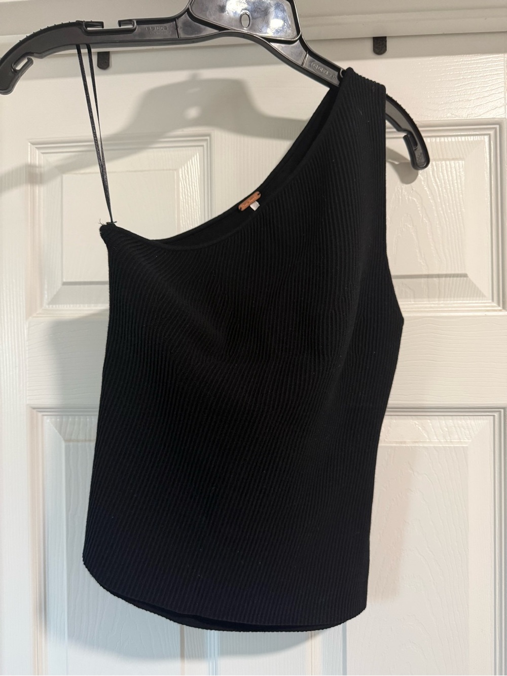 Free People Black One-Shoulder Ribbed Top